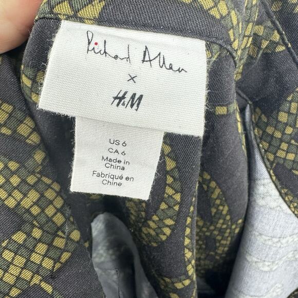 Richard Allan x H&M Shirt Dress Brown Green Printed Pattern Dress Women’s Sz 6 - Picture 7 of 12